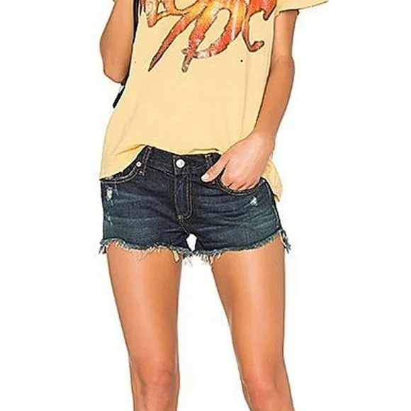 Rag & Bone Shorts Jean Cut Off Short in Doris Distressed Cotton Dark Wash sz 27 - Picture 2 of 11